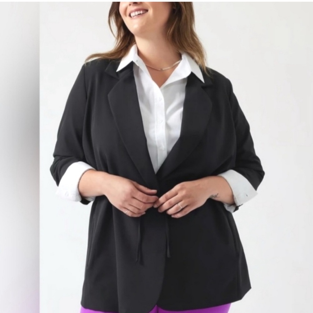 Athleta Endless Blazer Primatwill Open Front with Waist Tie Black Size 0 NWOT - Picture 8 of 13
